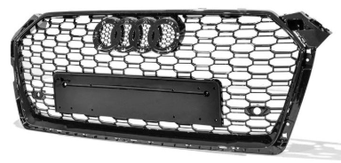 Gloss Black Honeycomb RS5 Style Front Bumper Bar Grille Grill Bodykit for AUDI A5 S5 F5 2016-2020
