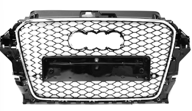 Chrome Black RS3 Style Front Bumper Bar Grille Bodykit for Audi A3 & S3 8V 2013–2016 (Without ACC)